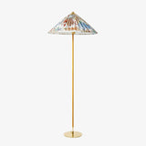 Mid Century Modern Rattan Stem Floor Lamp with Elegant Fabric Shade for Indoor Living Spaces
