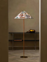 Mid Century Modern Rattan Stem Floor Lamp with Elegant Fabric Shade for Indoor Living Spaces