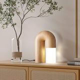 Contemporary Arch Wood LED Table Lamp Minimalist U Shaped Desk Light for Home and Office
