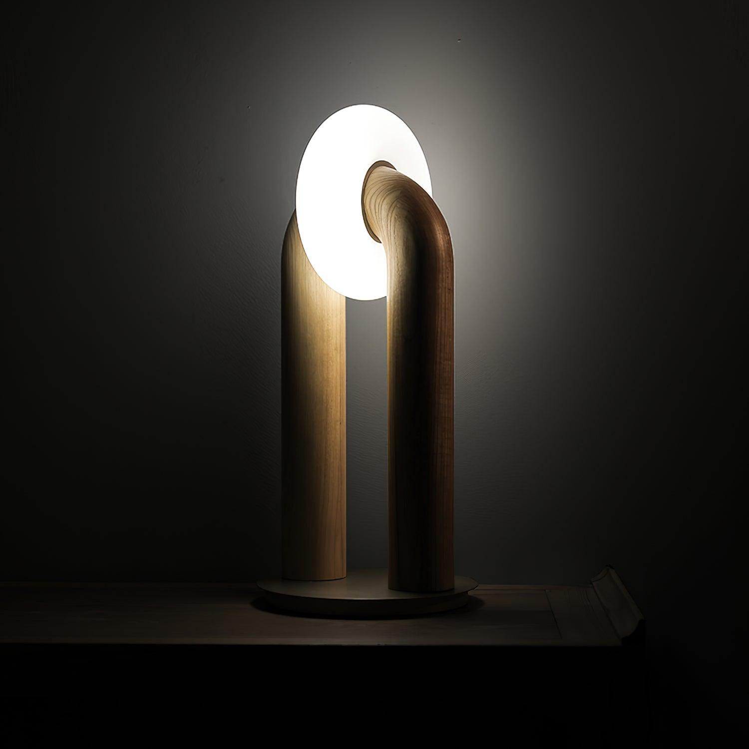 Minimalist U Shaped Wood Bedside Lamp with Acrylic Shade and Touch Control Integrated LED