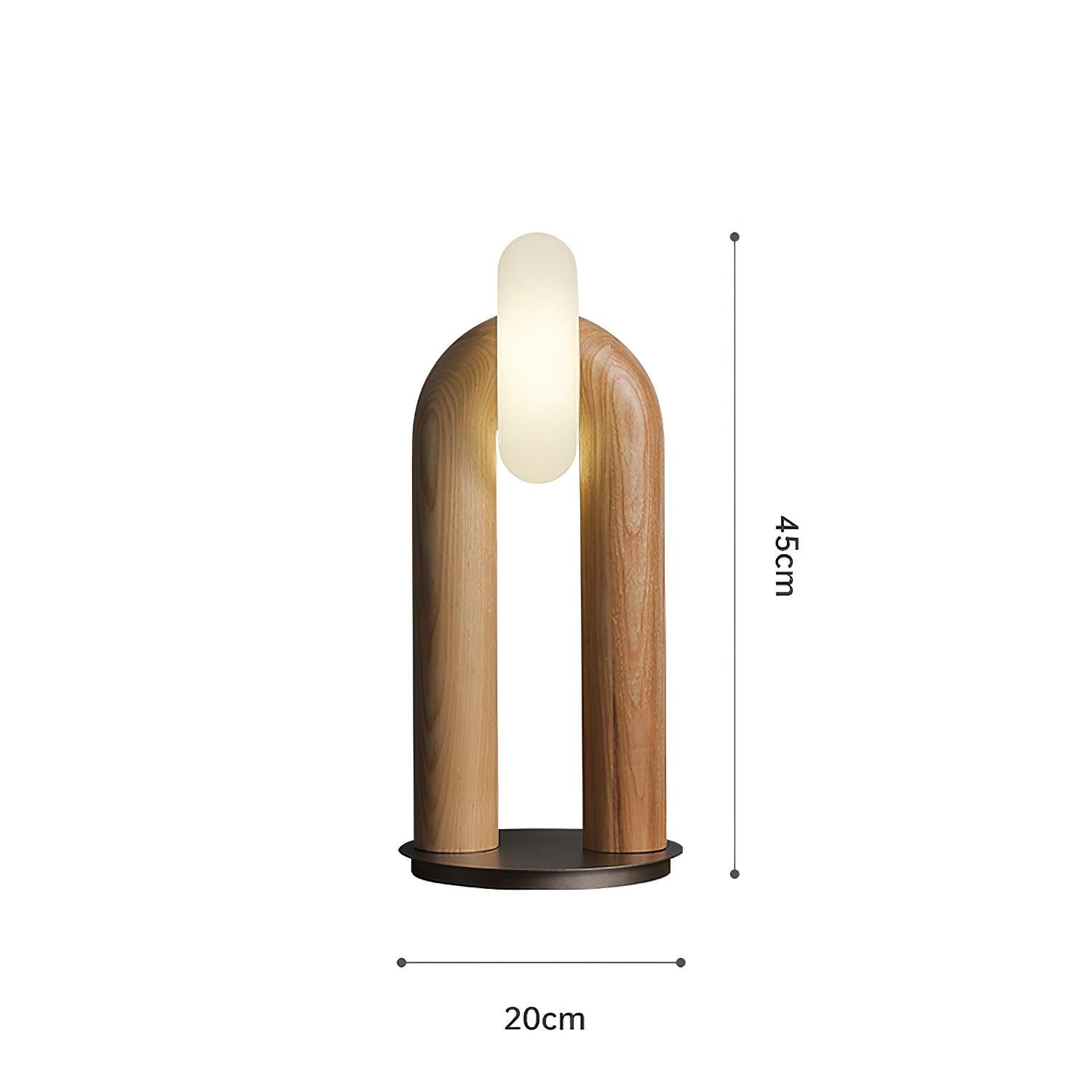 Minimalist U Shaped Wood Bedside Lamp with Acrylic Shade and Touch Control Integrated LED