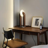 Minimalist U Shaped Wood Bedside Lamp with Acrylic Shade and Touch Control Integrated LED