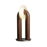 Minimalist U Shaped Wood Bedside Lamp with Acrylic Shade and Touch Control Integrated LED