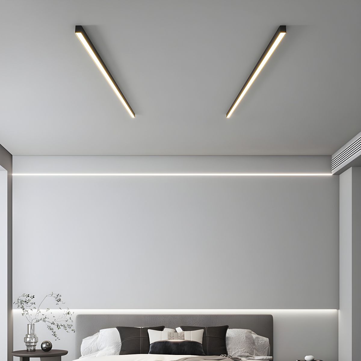 Modern Minimalism Ultra Slim Linear LED Ceiling Light Fixture with Three Color Modes and Integrated Lighting