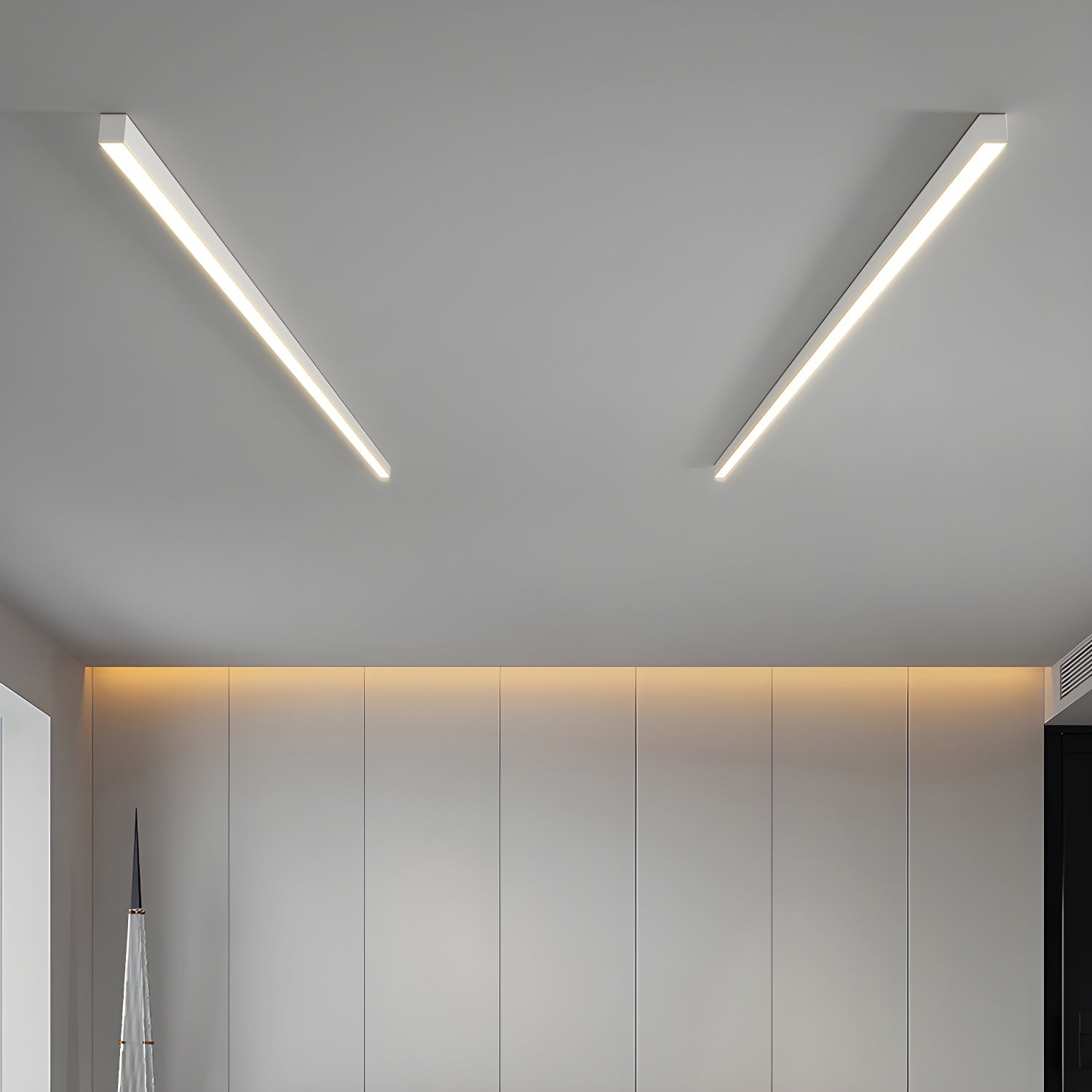 Modern Minimalism Ultra Slim Linear LED Ceiling Light Fixture with Three Color Modes and Integrated Lighting