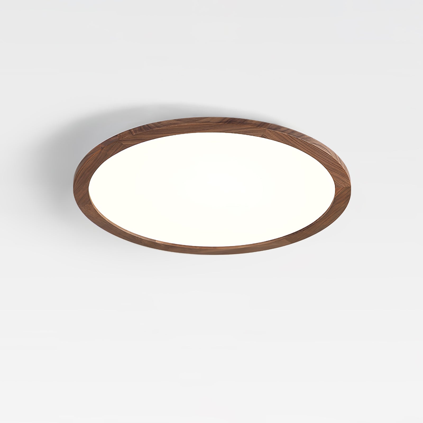 Modern Ultrathin Round Flush Mount LED Ceiling Light with Walnut Wood Grain Finish