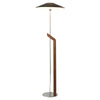 Modern Umbrella Style Wood Floor Lamp with Adjustable Height and Fabric Shade