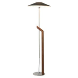 Modern Umbrella Style Wood Floor Lamp with Adjustable Height and Fabric Shade