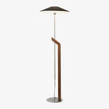 Modern Umbrella Style Wood Floor Lamp with Adjustable Height and Fabric Shade