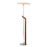 Modern Umbrella Style Wood Floor Lamp with Adjustable Height and Fabric Shade