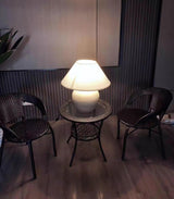 Handcrafted Textured Ceramic Table Lamp with White Fabric Shade for Living Room and Bedroom