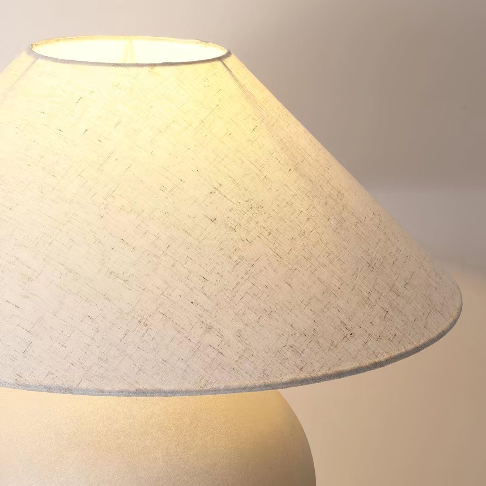 Handcrafted Textured Ceramic Table Lamp with White Fabric Shade for Living Room and Bedroom