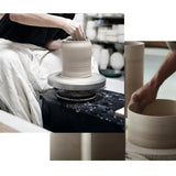 Handcrafted Textured Ceramic Table Lamp with White Fabric Shade for Living Room and Bedroom