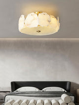 Valeria Alabaster Flush Mount Ceiling Light with Copper Base Modern Luxury Lighting for Hallway and Entryway