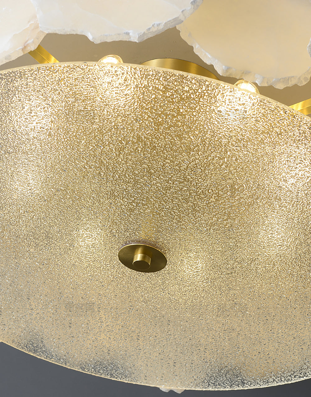 Valeria Alabaster Flush Mount Ceiling Light with Copper Base Modern Luxury Lighting for Hallway and Entryway