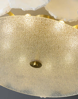 Valeria Alabaster Flush Mount Ceiling Light with Copper Base Modern Luxury Lighting for Hallway and Entryway