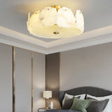 Valeria Alabaster Flush Mount Ceiling Light with Copper Base Modern Luxury Lighting for Hallway and Entryway