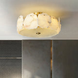 Valeria Alabaster Flush Mount Ceiling Light with Copper Base Modern Luxury Lighting for Hallway and Entryway