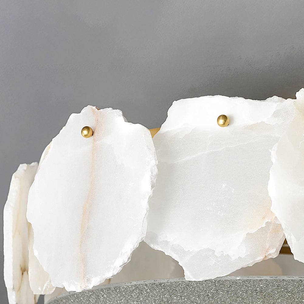 Valeria Alabaster Flush Mount Ceiling Light with Copper Base Modern Luxury Lighting for Hallway and Entryway