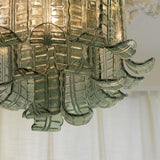 Green Hand Crafted Murano Glass Flower Petal Flush Mount Ceiling Light 20 Inch
