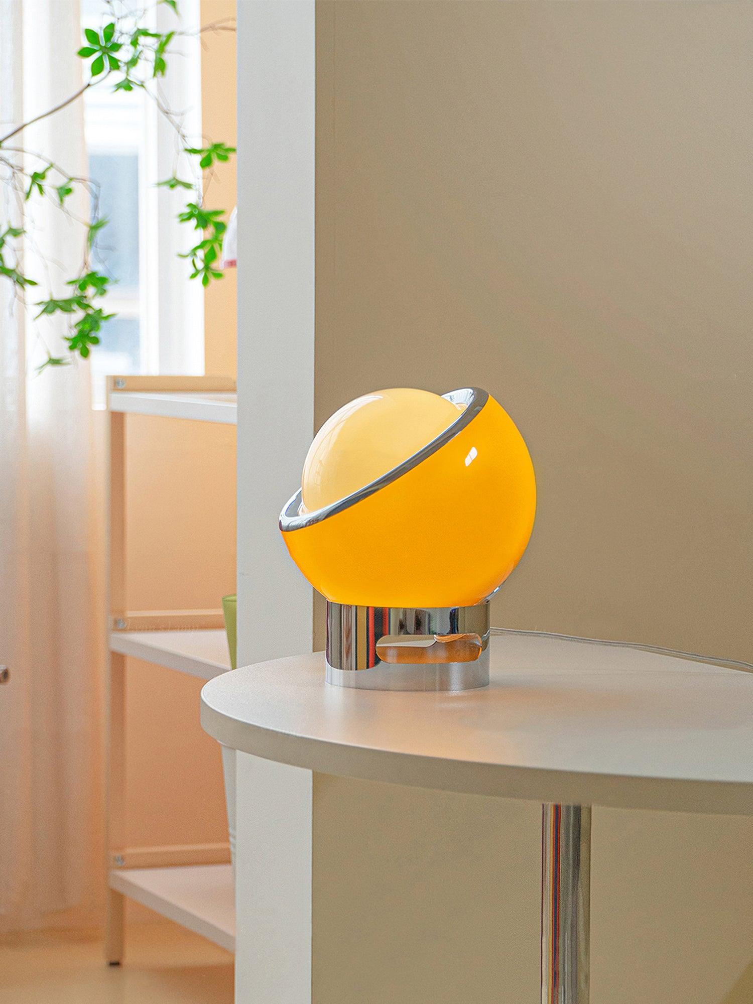 Modern Portable Glass Mushroom Desk Lamp with Stainless Steel Base and Color Finishes