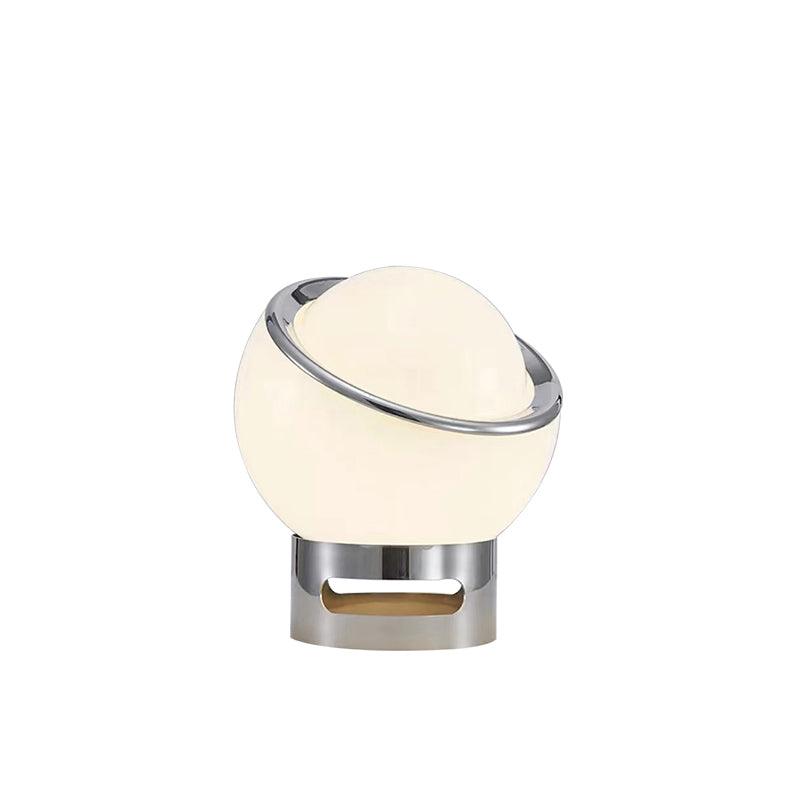 Modern Portable Glass Mushroom Desk Lamp with Stainless Steel Base and Color Finishes