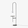 Vanni Contemporary Floor Lamp with Integrated Side Table and White Glass Globe Shade