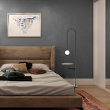 Vanni Contemporary Floor Lamp with Integrated Side Table and White Glass Globe Shade