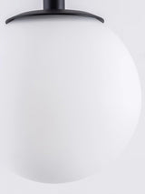Vanni Contemporary Floor Lamp with Integrated Side Table and White Glass Globe Shade