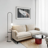 Vanni Contemporary Floor Lamp with Integrated Side Table and White Glass Globe Shade