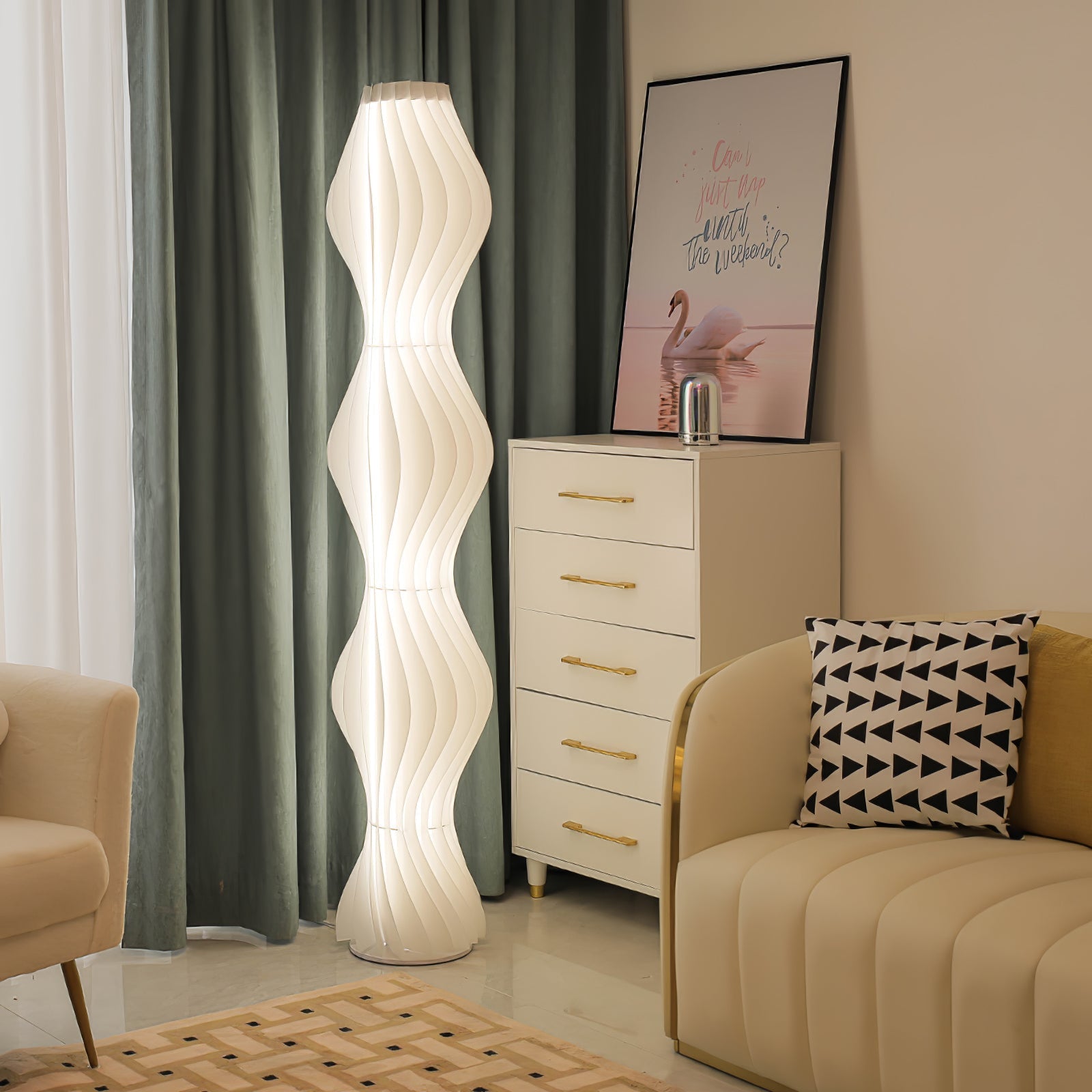 Modern Vapor Acrylic Uplight Floor Lamp with Integrated LED for Living Room Standing Light White