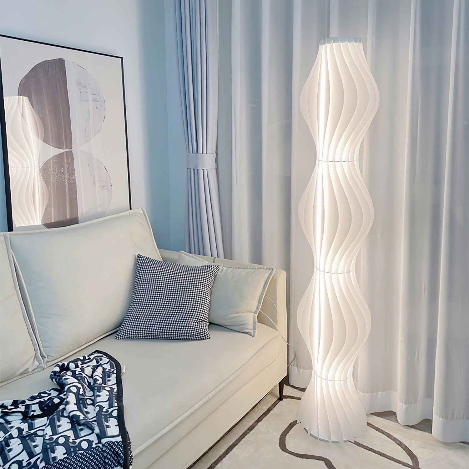 Modern Vapor Acrylic Uplight Floor Lamp with Integrated LED for Living Room Standing Light White