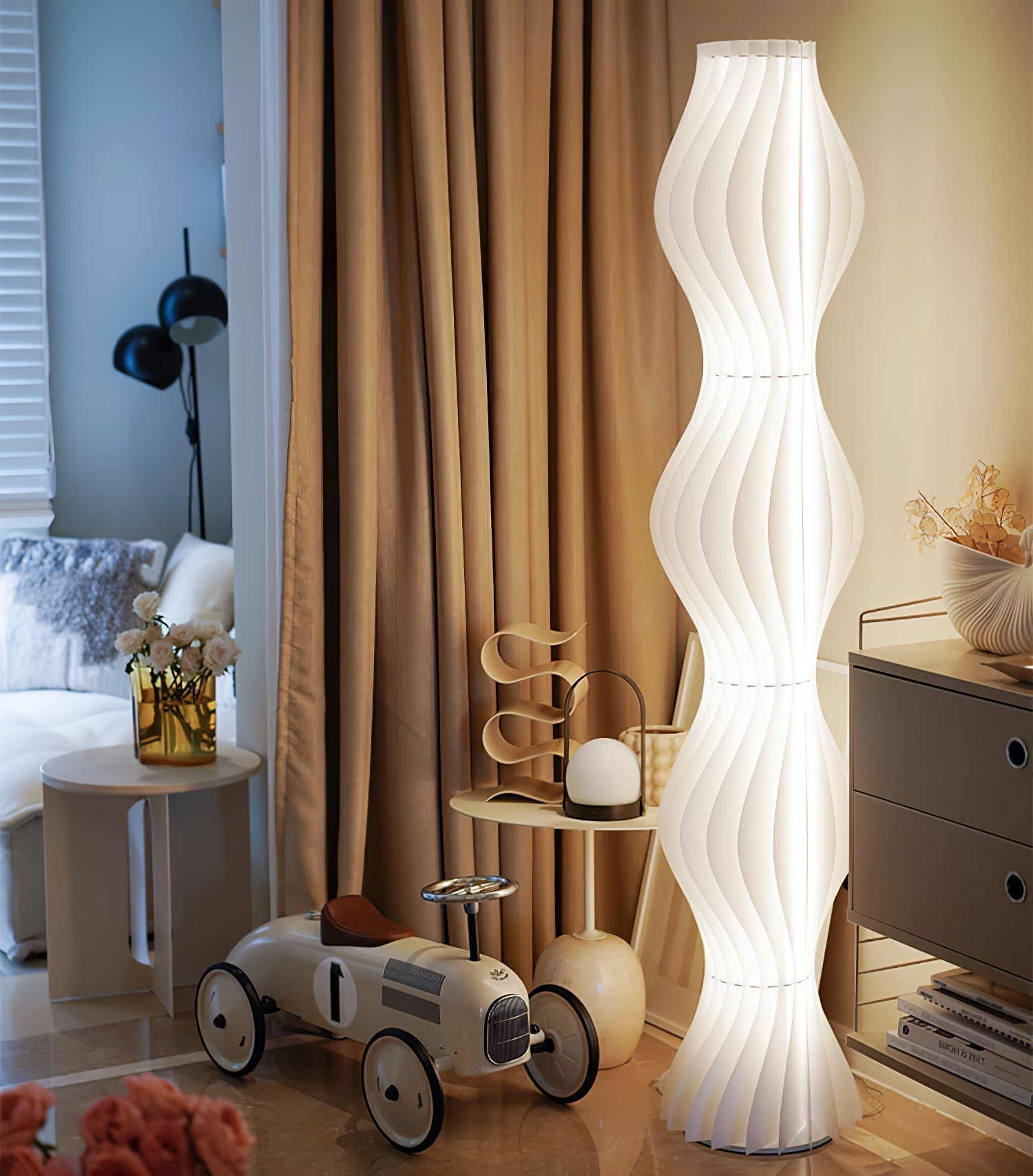 Modern Vapor Acrylic Uplight Floor Lamp with Integrated LED for Living Room Standing Light White
