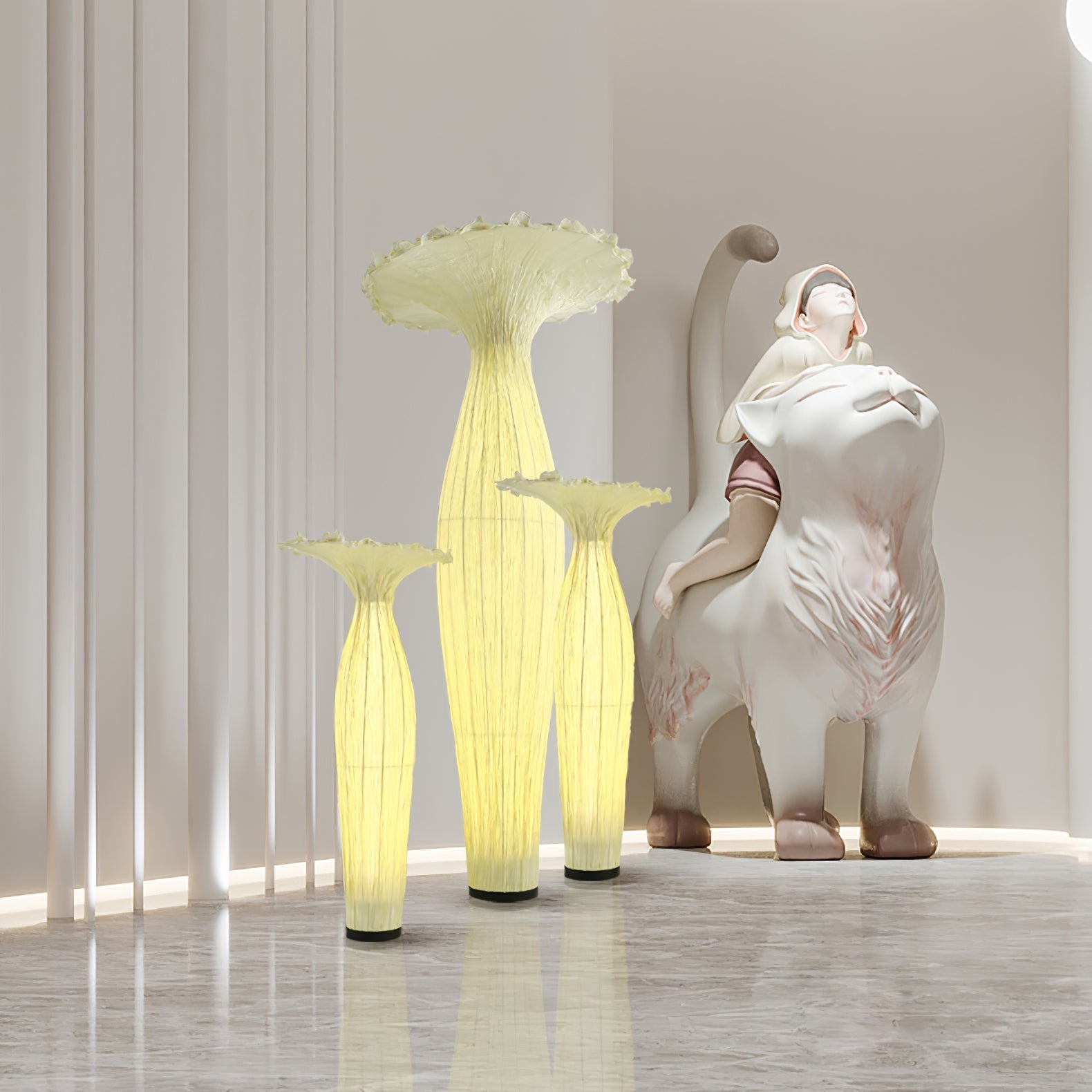 Modern Fabric Vase Floor Lamp with Integrated LED for Living Room Decor
