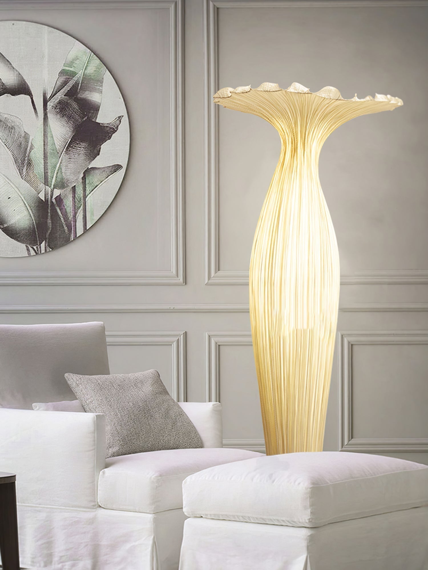Modern Fabric Vase Floor Lamp with Integrated LED for Living Room Decor
