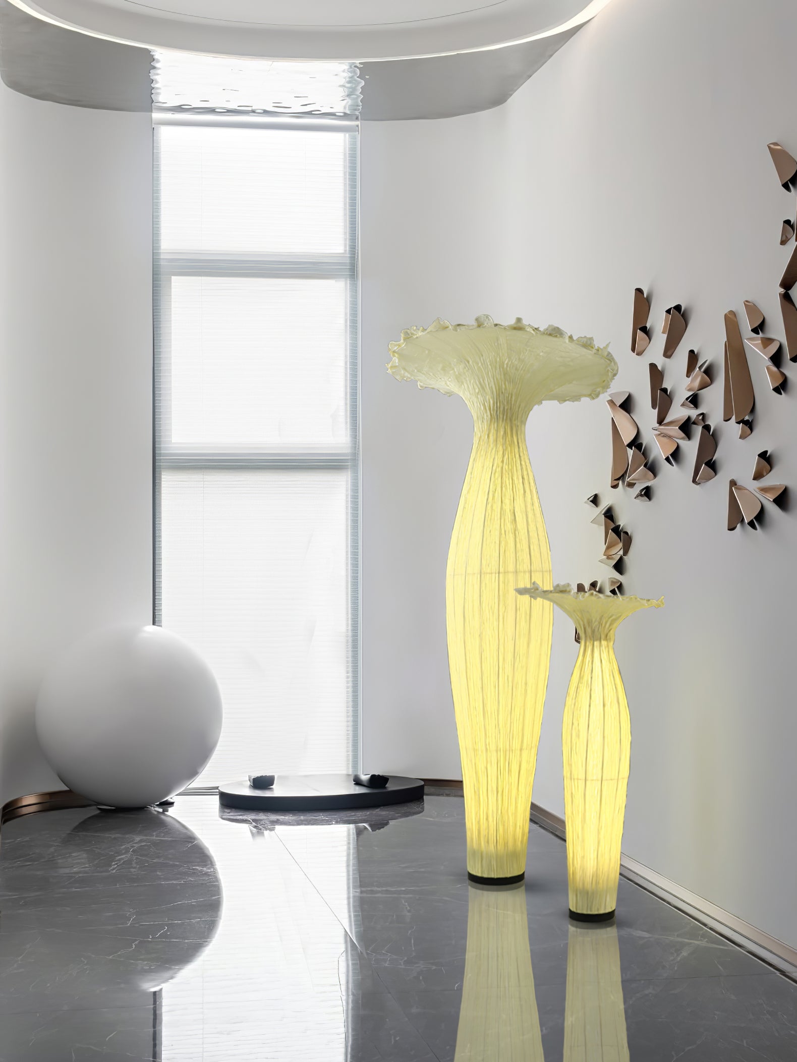Modern Fabric Vase Floor Lamp with Integrated LED for Living Room Decor