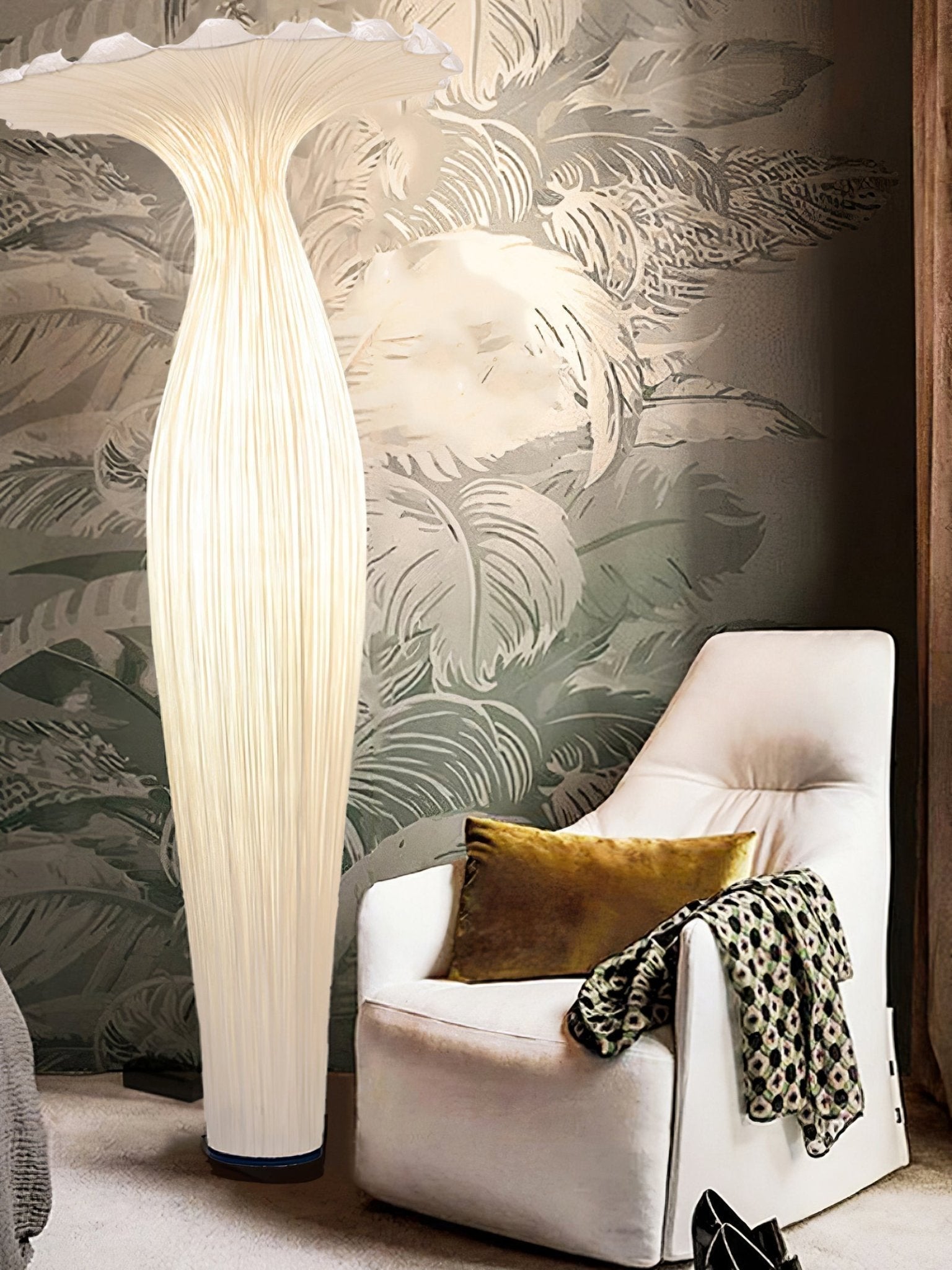 Modern Fabric Vase Floor Lamp with Integrated LED for Living Room Decor