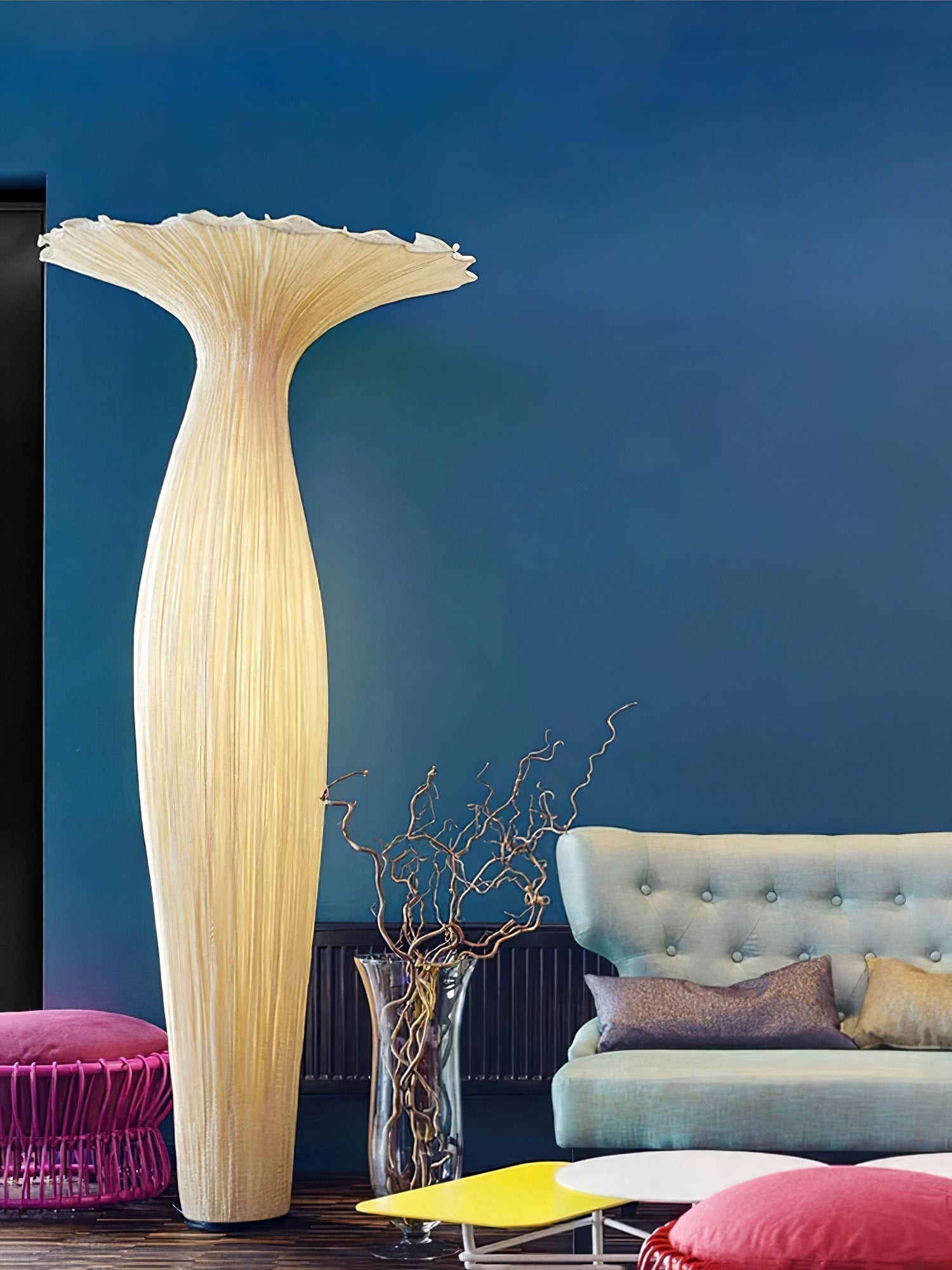 Modern Fabric Vase Floor Lamp with Integrated LED for Living Room Decor