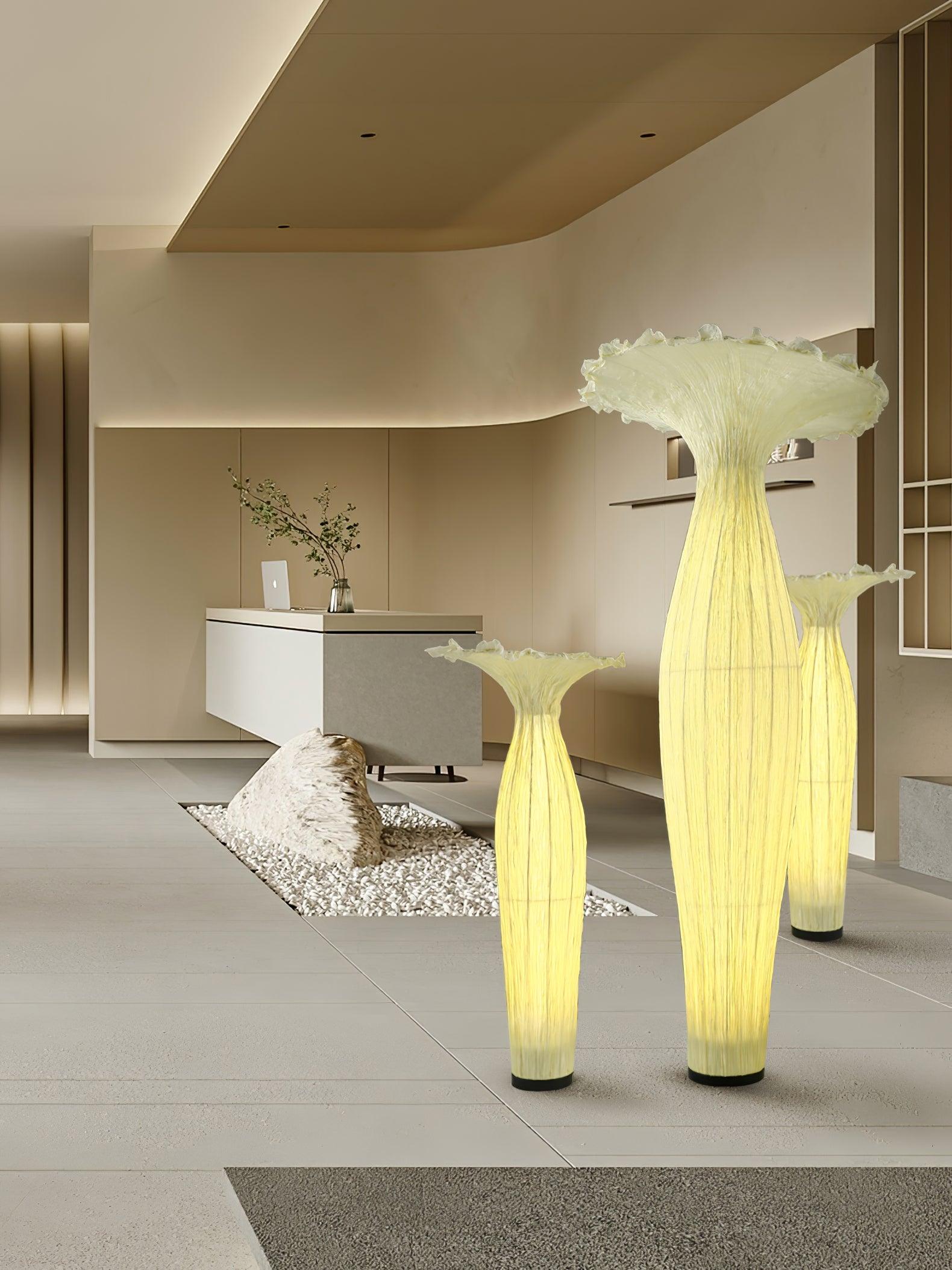 Modern Fabric Vase Floor Lamp with Integrated LED for Living Room Decor