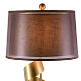 Modern Sculptural Spiral Metal Table Lamp with Gold Leaf Finish and Black Marble Base for Living Room