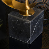 Modern Sculptural Spiral Metal Table Lamp with Gold Leaf Finish and Black Marble Base for Living Room