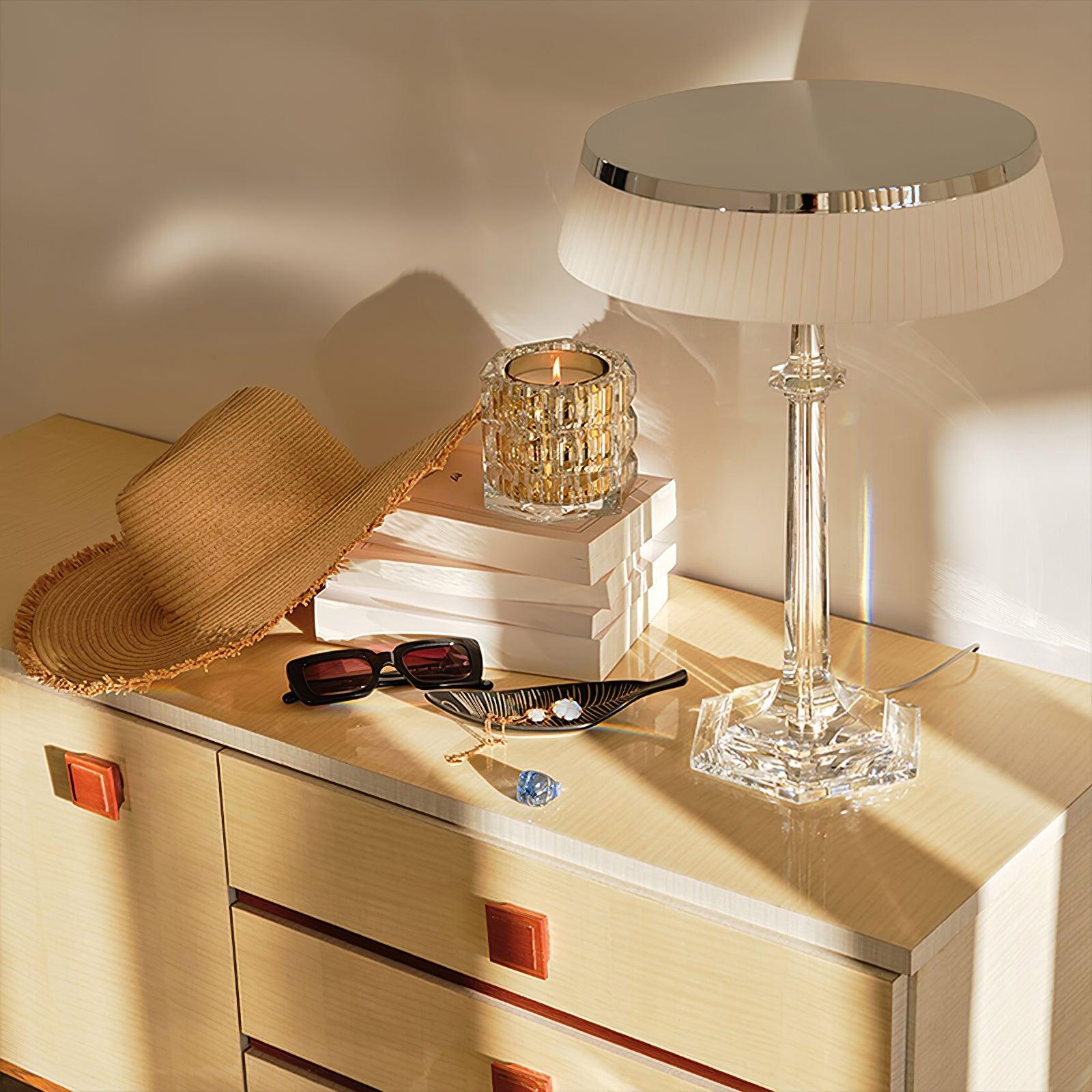 Versailles Modern Curved Glass Table Lamp for Bedroom and Office Task Lighting