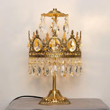 Luxury French Style Crystal Nightstand Lamp Decorative Antique Brass Table Light
