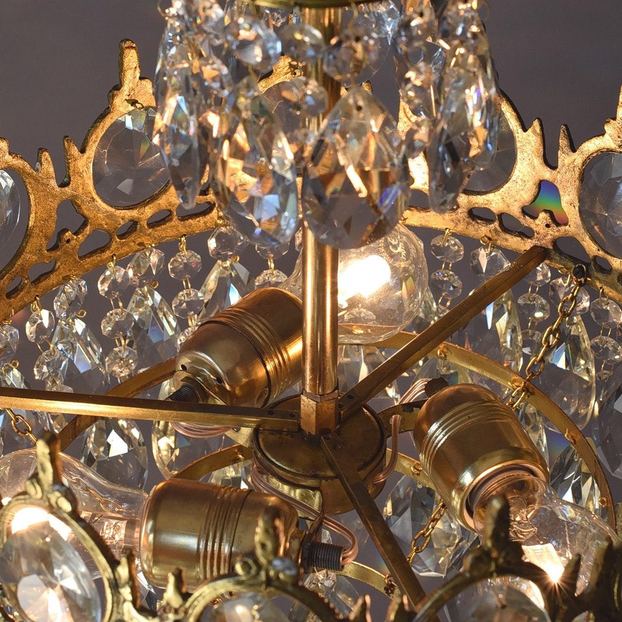 Luxury French Style Crystal Nightstand Lamp Decorative Antique Brass Table Light