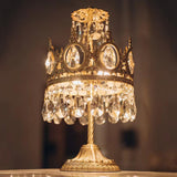 Luxury French Style Crystal Nightstand Lamp Decorative Antique Brass Table Light