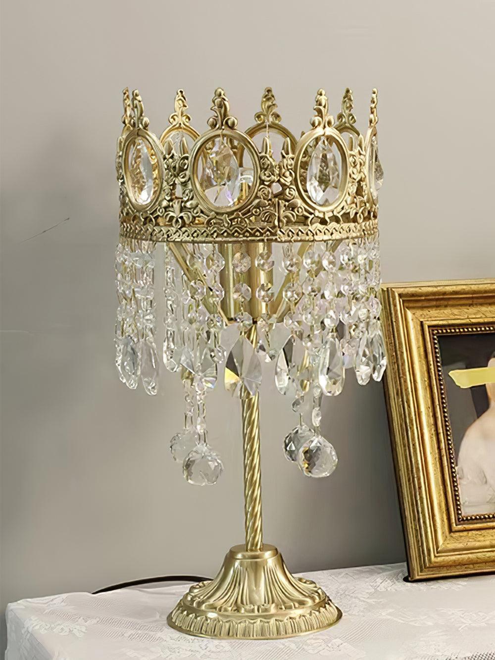 Luxury French Style Crystal Nightstand Lamp Decorative Antique Brass Table Light