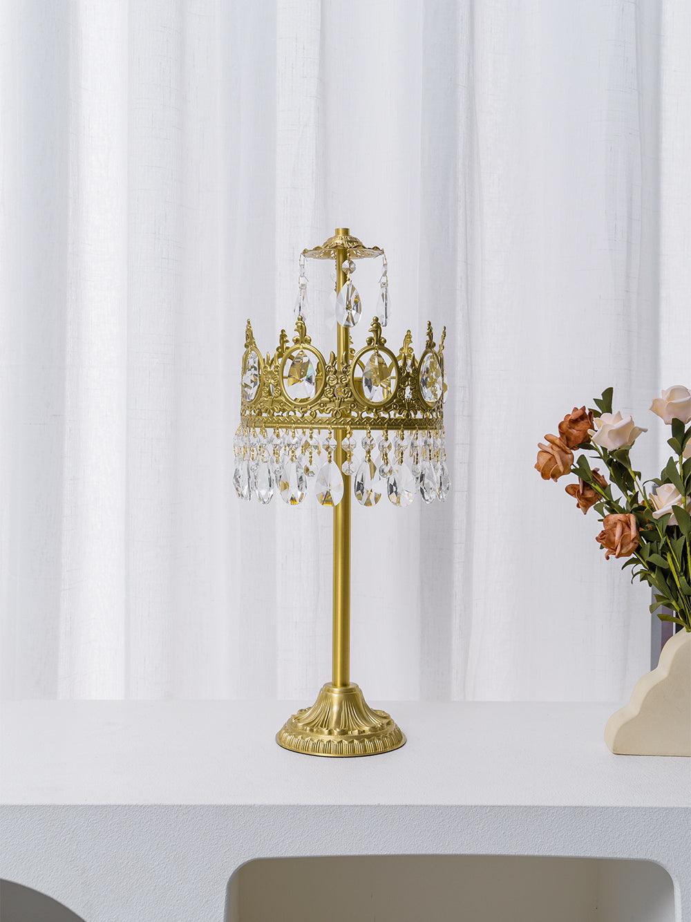 Luxury French Style Crystal Nightstand Lamp Decorative Antique Brass Table Light