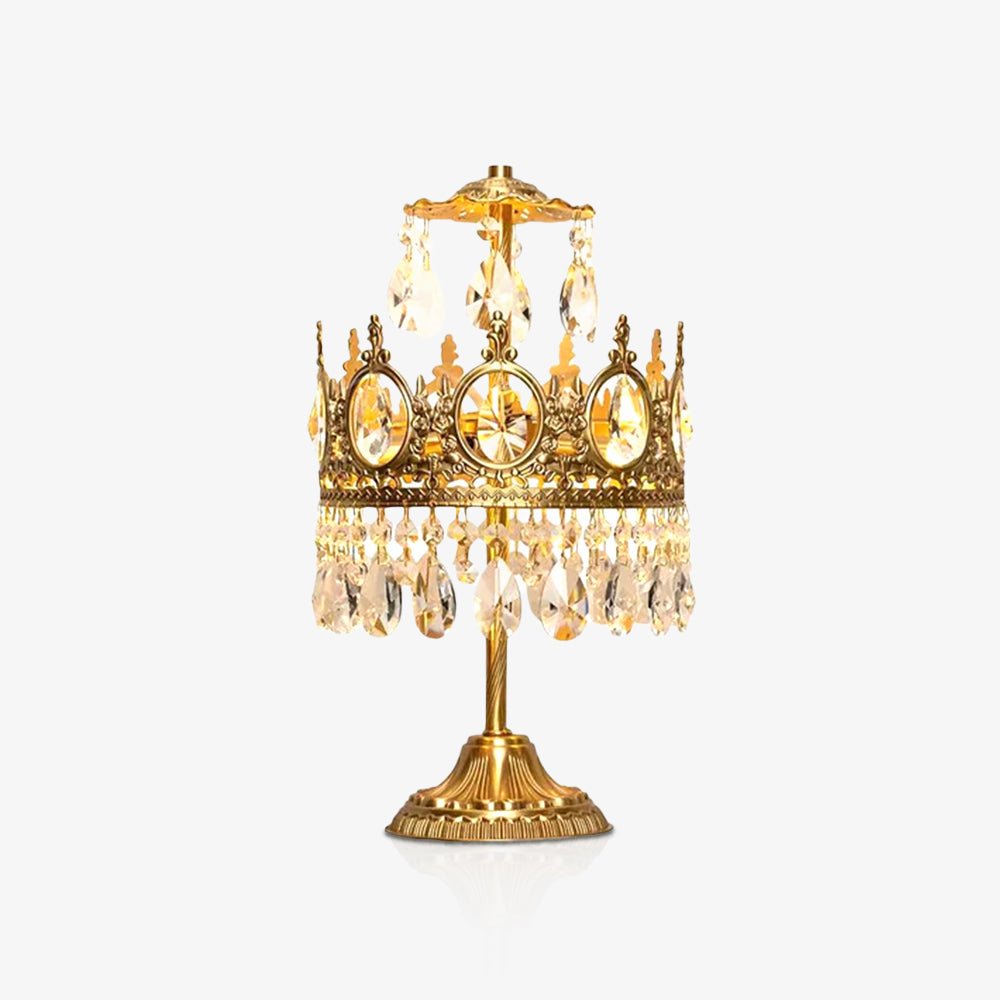 Luxury French Style Crystal Nightstand Lamp Decorative Antique Brass Table Light