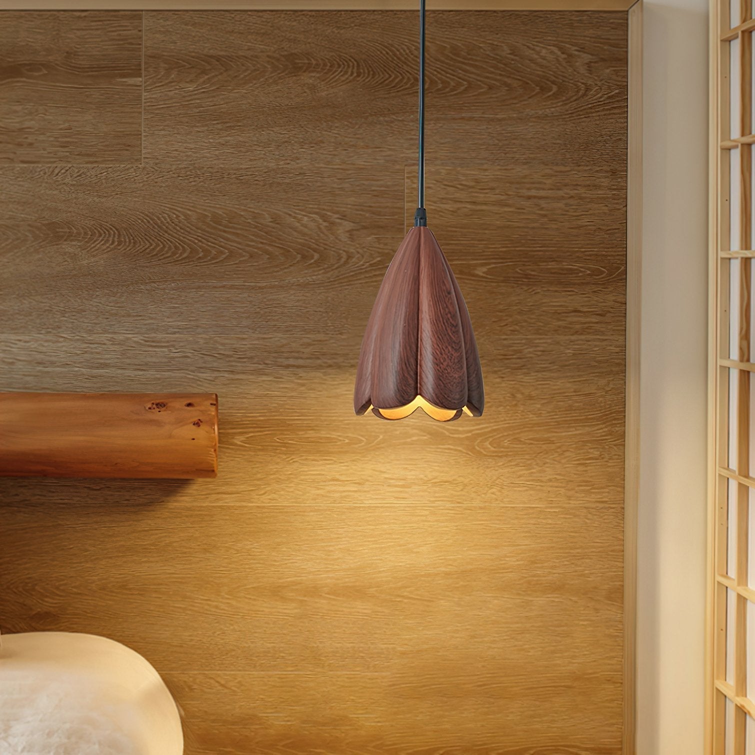 elegant-vintage-flower-design-resin-pendant-light-with-walnut-finish-led-shade