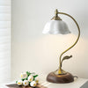 Vintage Brass and Ceramic Floral Desk Lamp with Walnut Accents for Office and Bedroom